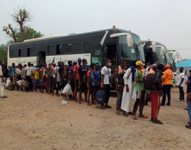Nigerians repatriated from Agadez, Niger Republic on arrival in Kano on Saturday