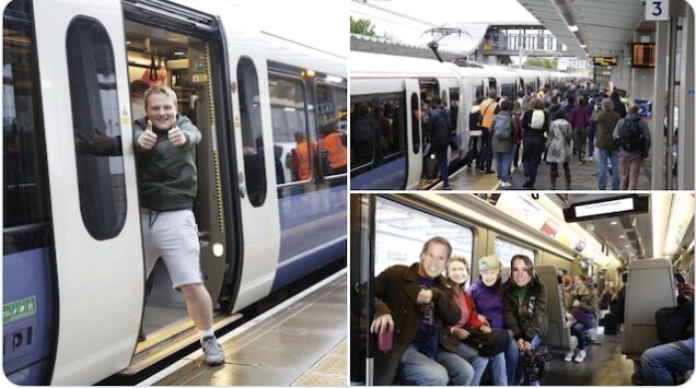 Passengers on London’s new Elizabeth Line on Tuesday