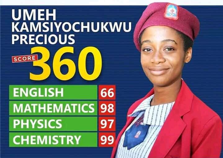 Nkechinyere Umeh from Anambra emerges best candidate in 2023 UTME - Vimarsana News